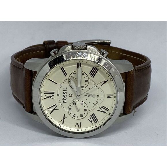 Fossil NDW1 Unisex Brown Leather Silver Stainless Steel Analog Dial WatcH JK6 - Picture 7 of 12